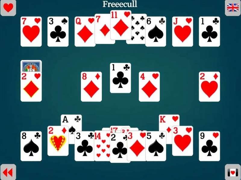 FreeCell game layout showing tableau, free cells, and foundations