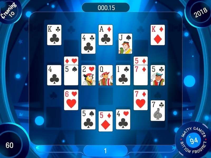 Freecell Blue card game setup on a digital screen