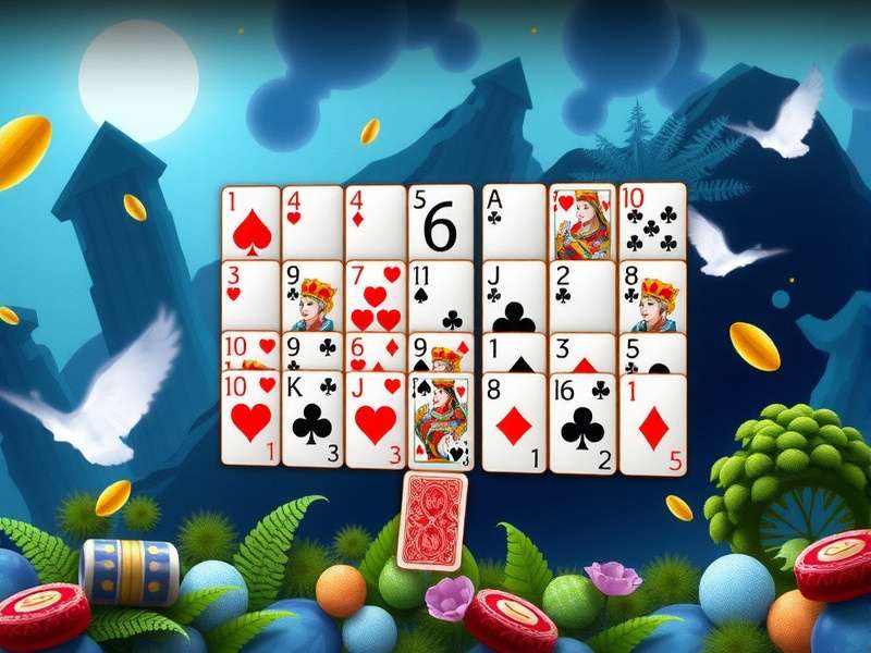 A strategic FreeCell game layout on a digital device