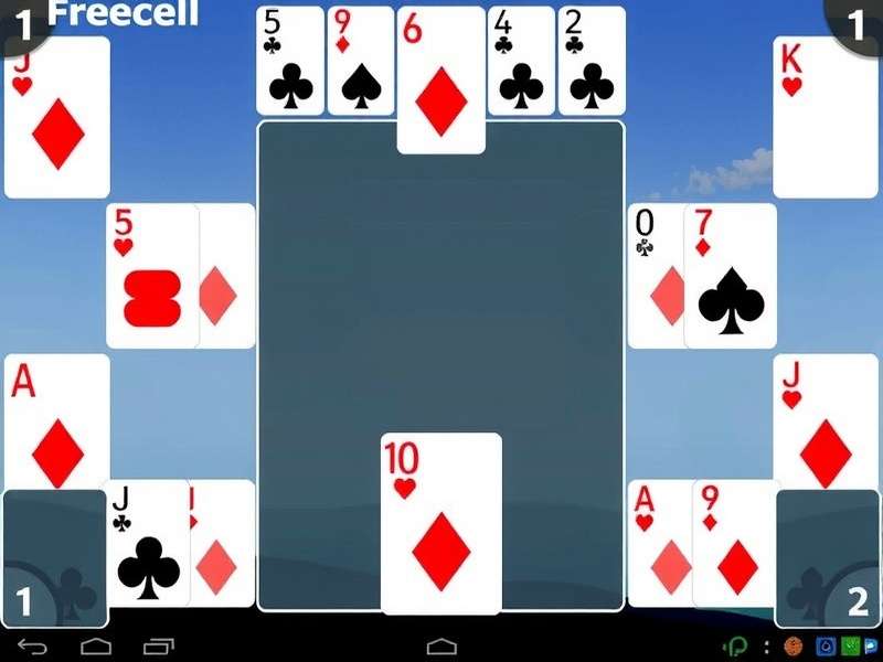 Strategic FreeCell Solitaire game layout showing cascading cards and empty cells