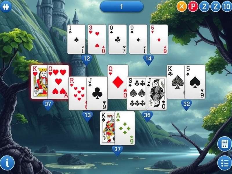 Strategic FreeCell solitaire game layout with cards on a digital tablet