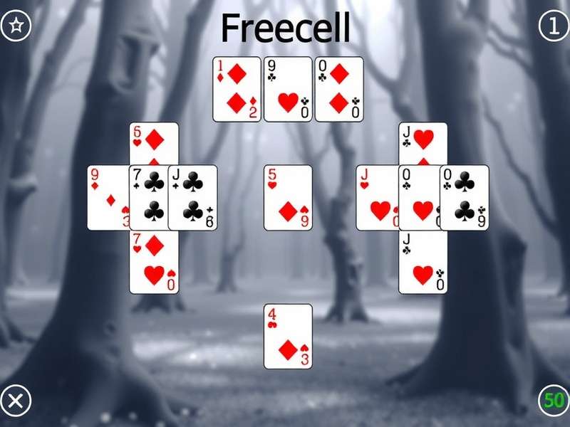 FreeCell Solitaire Game Layout on Computer Screen