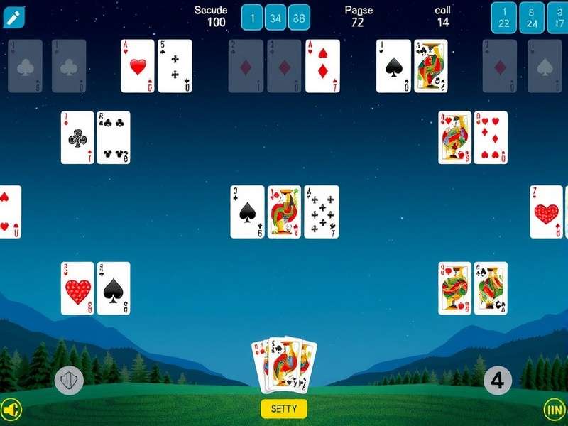 Strategic view of a FreeCell game tableau showing complex card arrangement