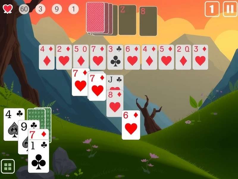 FreeCell solitaire gameplay on a digital screen