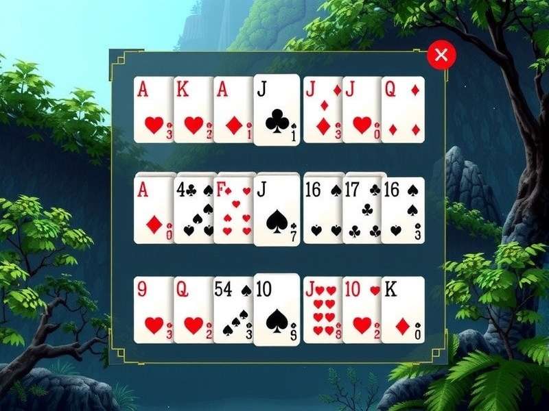 Freecell Patience game setup showing cascades, free cells, and foundations