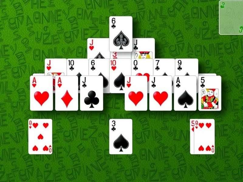 Classic FreeCell solitaire game laid out on a green felt table with playing cards in cascading columns