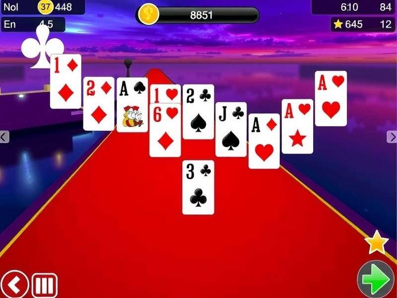 Freecell Gameplay board showing cards arranged in cascades with four free cells and eight foundations