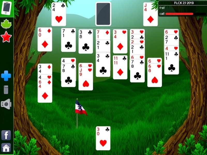Greenfelt Net Freecell Solitaire gameplay interface showing cards and tableau