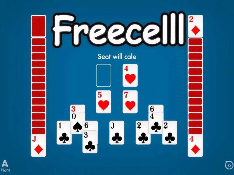 FreeCell game screenshot showing cards arranged on the board with cascades, free cells, and foundations.