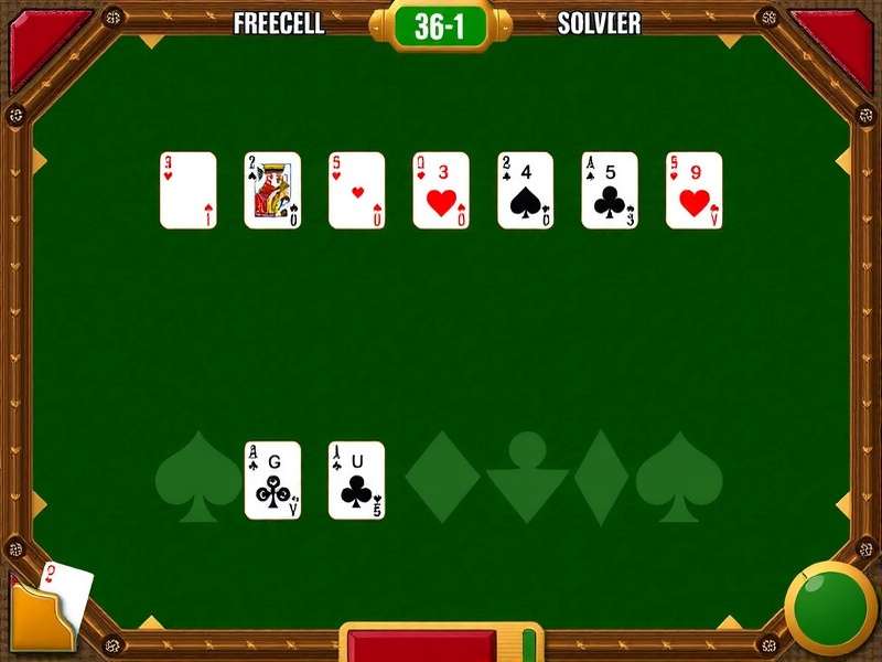 FreeCell Solver Free strategy board with cards and solver tools displayed on a wooden table