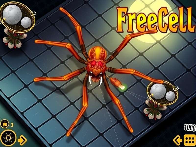 Freecell Spider game layout with cards spread across columns, showcasing the unique hybrid gameplay