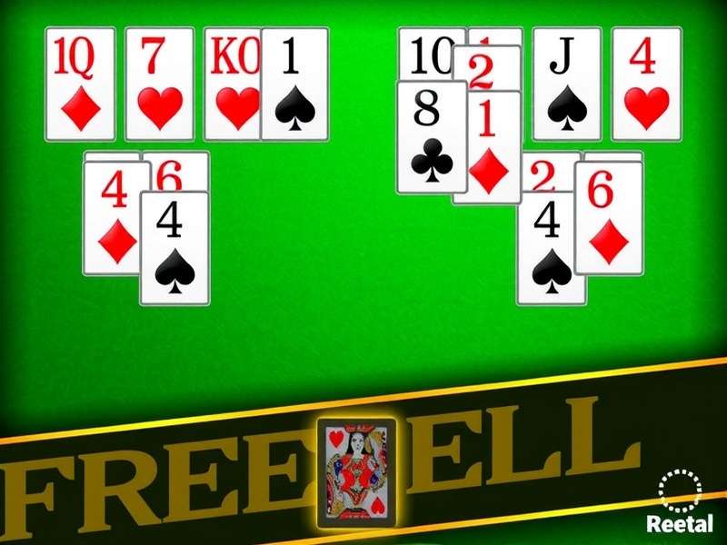 FreeCell Solitaire game layout on a digital table with four free cells and cascading columns