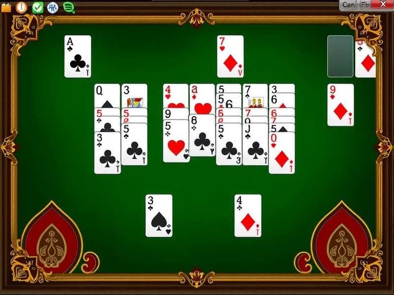 FreeCell game interface on Windows showing cards and green felt