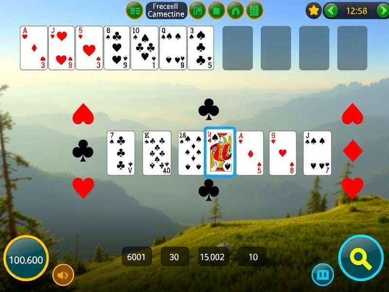 Freecell Solitaire 100 Free Online – vibrant card layout with four suits and green felt background